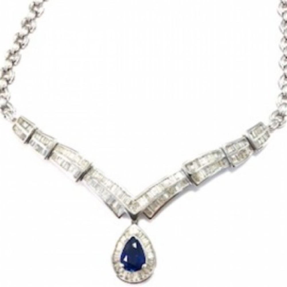 18kt White Gold Diamond and Sapphire Chocker - Picture 5 of 5